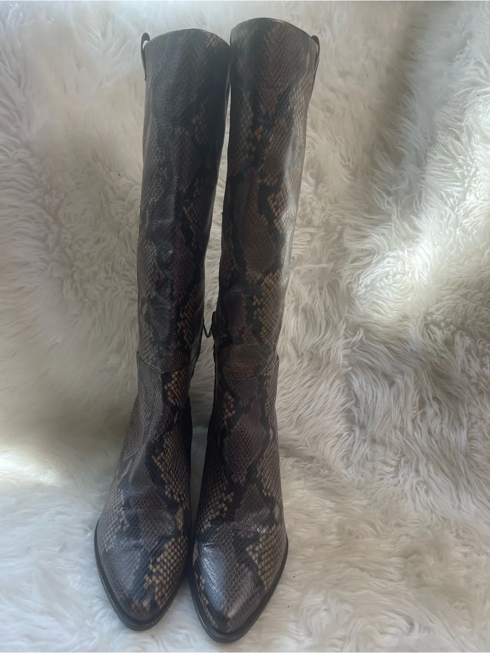 Banana Republic leather snake skin print Knee high western boots SZ11